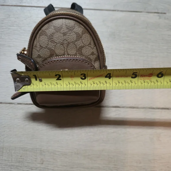 Coach Mini Backpack Bag Charm Keychain Signature Canvas Brown - Picture 7 of 7